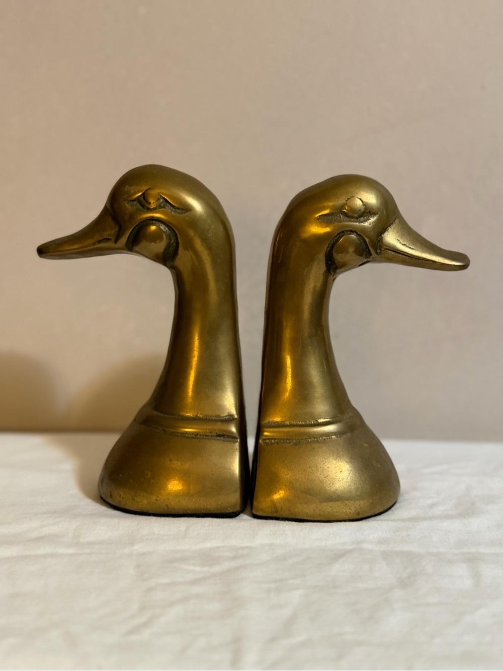 Brass Duck Head Bookends - Pair